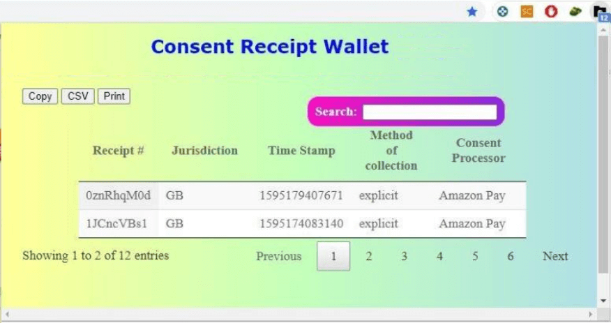 Browser extension to store receipts.